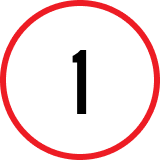 Red circle outline with "1" inside.